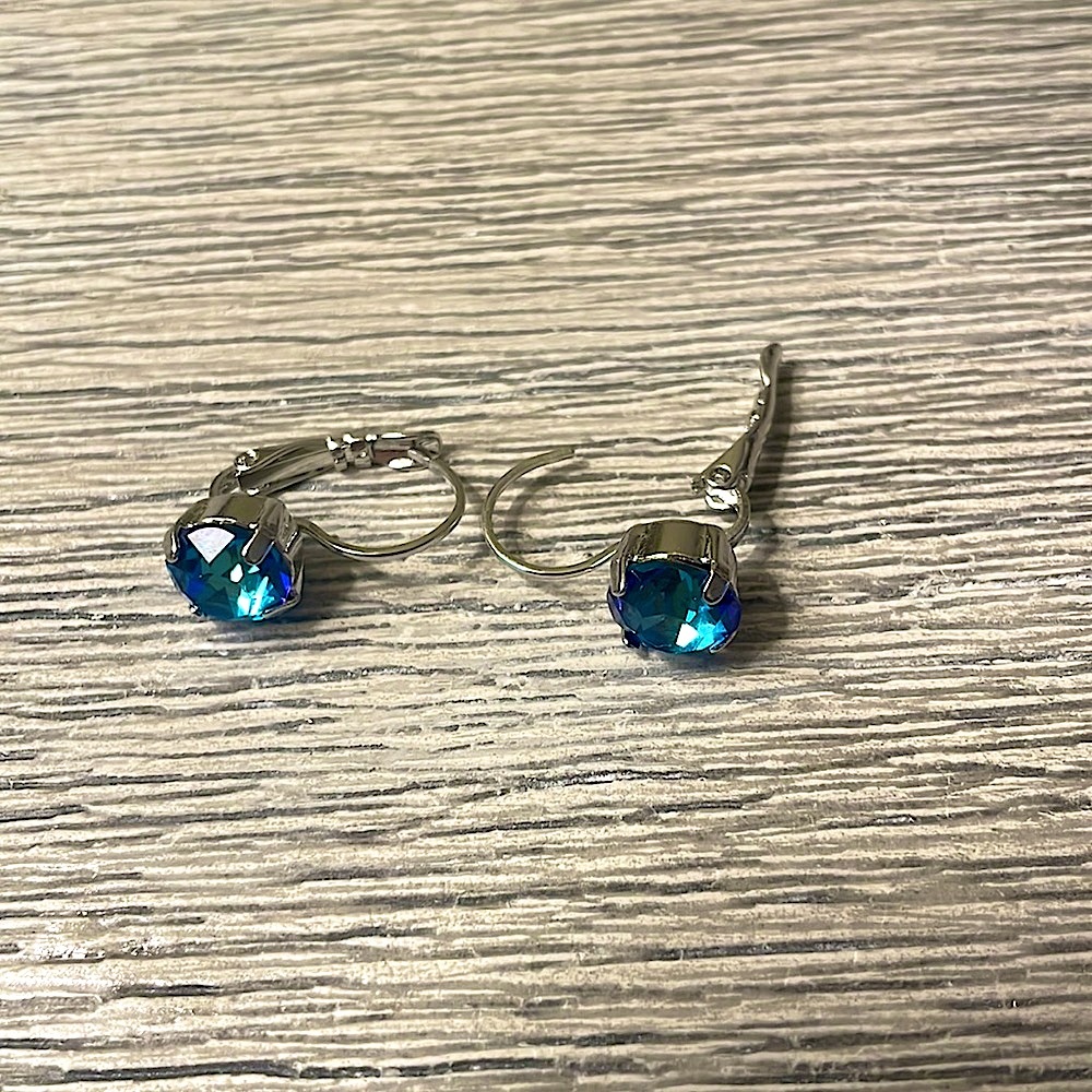 Sterling Silver Swarovski Turquoise Jewelry Set. Anklet, Earrings, Ring - Picture 14 of 14